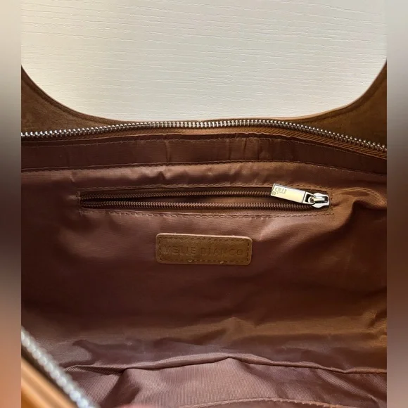 Melie Bianco Brown Suede Star & Stud Shoulder Bag - Picture 6 of 11